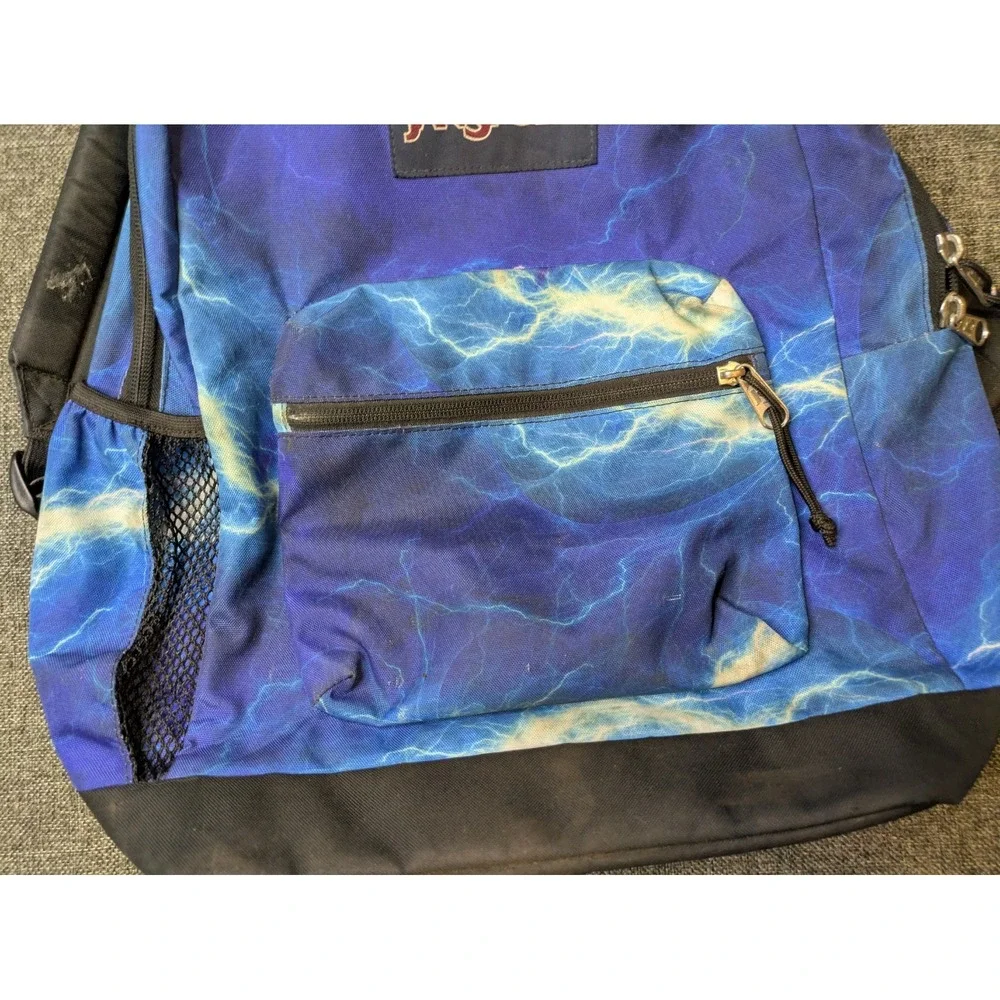 Jansport Blue Lightning Strike Canvas  Backpack Throwback School Book Bag Laptop